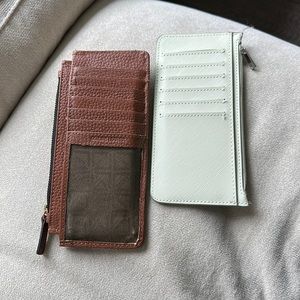 2 wallets. Used. Brown (genuine leather). Green (target).
